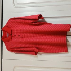 Kirkland Red White Striped Golf Polo Shirt